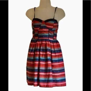 𝅺band of Gypsies tribal striped pleated smocked mini sundress xs
